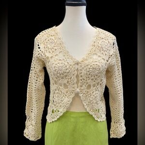 Vintage Cream Crochet Cardigan bolero size S